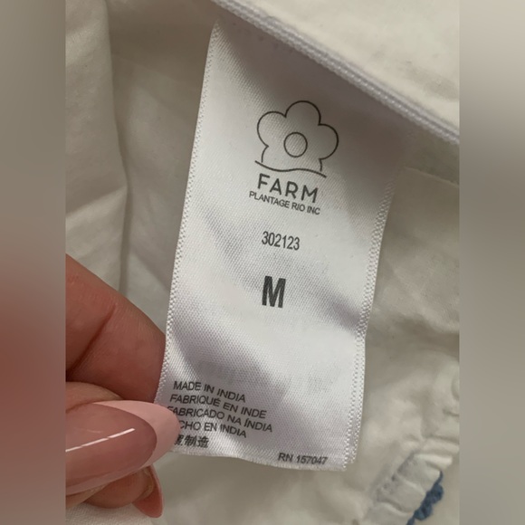 Farm Rio 100%Cotton Boohoo White and Blue Floral Long Sleeves Women's Top S M - Picture 13 of 14